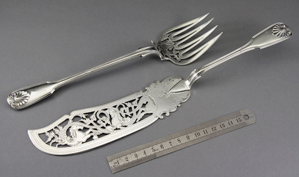 Victorian Silver Fish Servers - Sea Horses, John Stone, Exeter